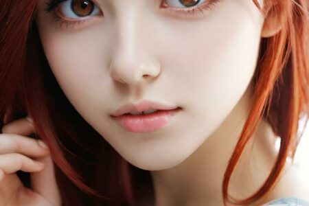 AI girl with red hair wallpaper