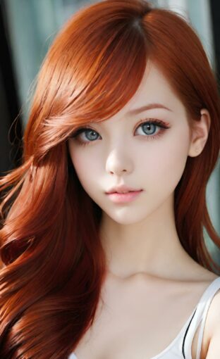 AI girl with red hair wallpaper