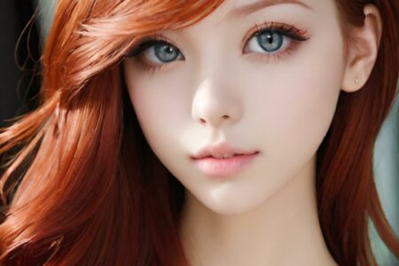 AI girl with red hair wallpaper