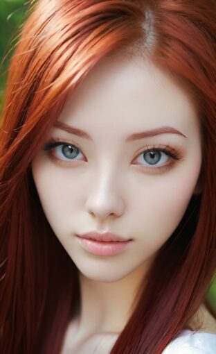 AI girl with red hair wallpaper