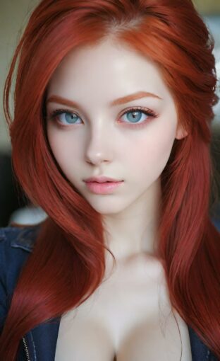AI girl with red hair wallpaper
