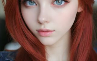 AI girl with red hair wallpaper