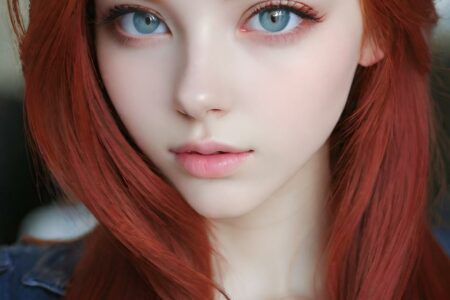 AI girl with red hair wallpaper