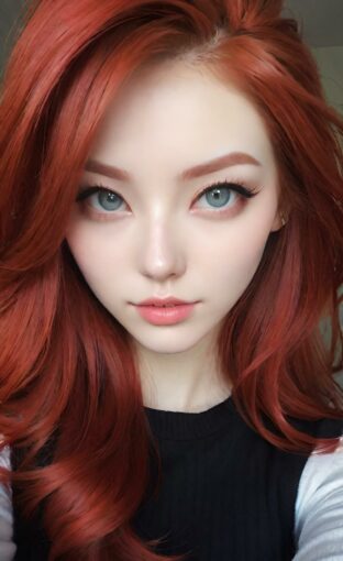 AI girl with red hair wallpaper
