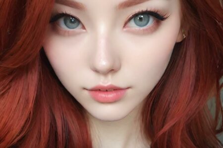 AI girl with red hair wallpaper