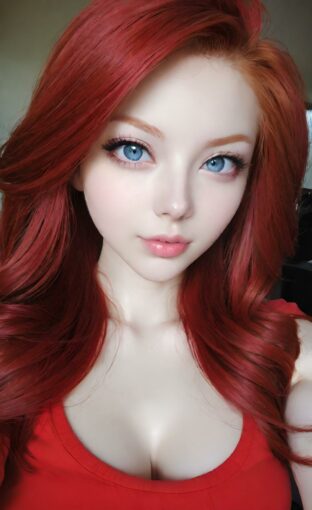 AI girl with red hair wallpaper