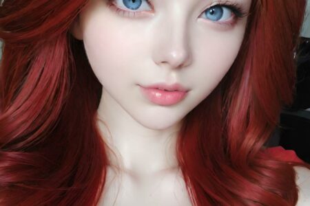 AI girl with red hair wallpaper
