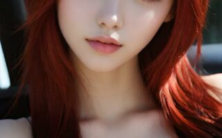 AI girl with red hair wallpaper