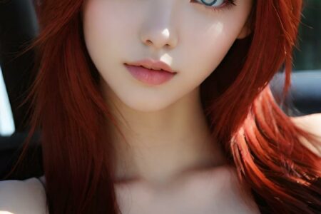 AI girl with red hair wallpaper