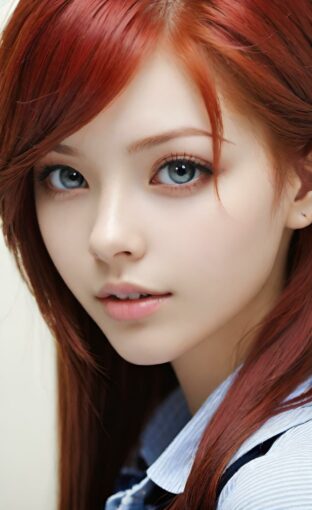 AI girl with red hair wallpaper