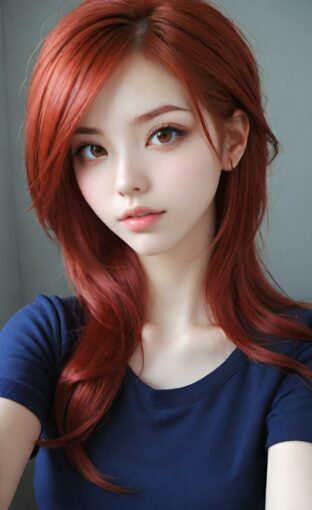 AI girl with red hair wallpaper