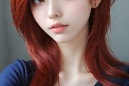 AI girl with red hair wallpaper
