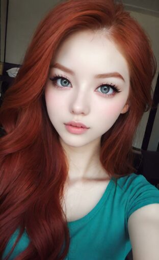 AI girl with red hair wallpaper