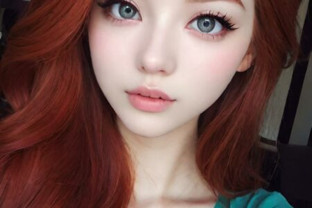 AI girl with red hair wallpaper