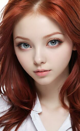 AI girl with red hair wallpaper