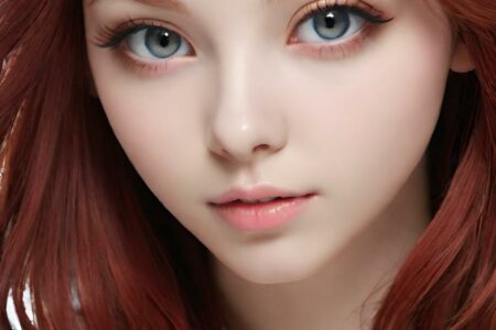 AI girl with red hair wallpaper