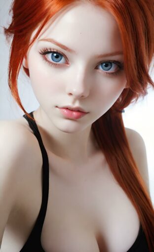 AI girl with red hair wallpaper