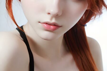 AI girl with red hair wallpaper