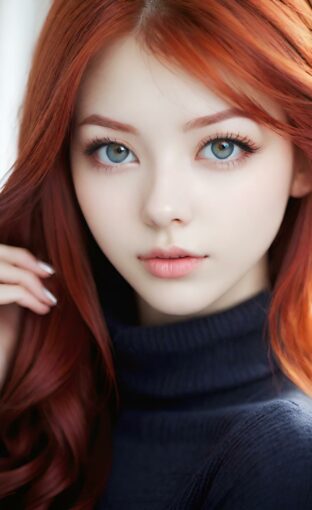 AI girl with red hair wallpaper
