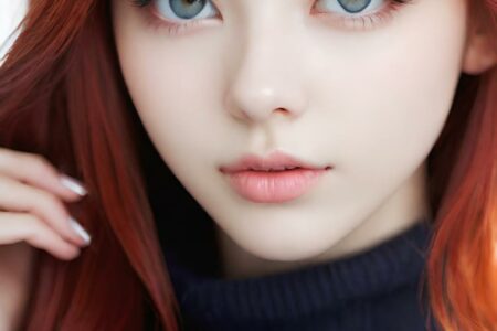 AI girl with red hair wallpaper