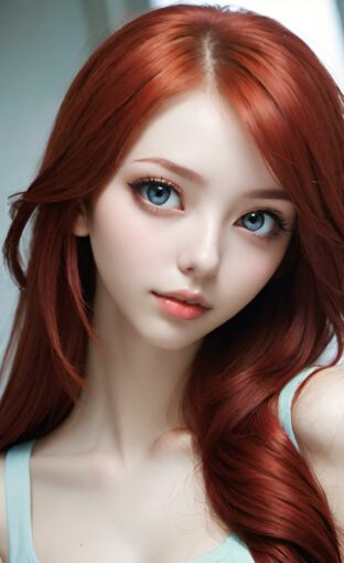 AI girl with red hair wallpaper
