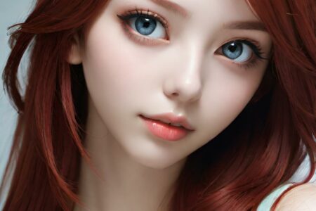 AI girl with red hair wallpaper