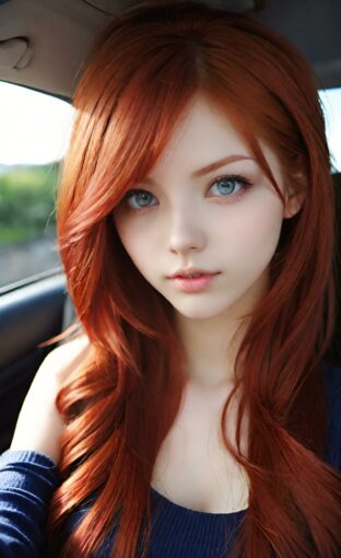 AI girl with red hair wallpaper