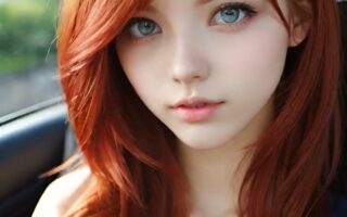 AI girl with red hair wallpaper