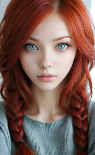 AI girl with red hair wallpaper