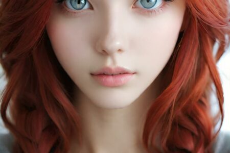 AI girl with red hair wallpaper