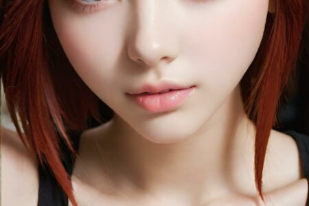AI girl with red hair wallpaper