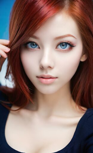 AI girl with red hair wallpaper