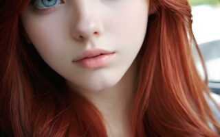 AI girl with red hair wallpaper