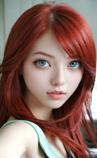 AI girl with red hair wallpaper