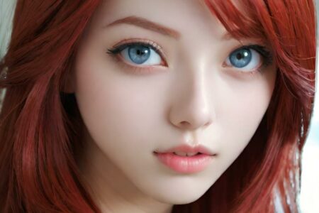 AI girl with red hair wallpaper