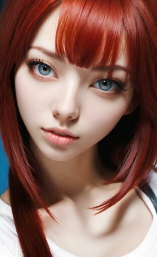 AI girl with red hair wallpaper
