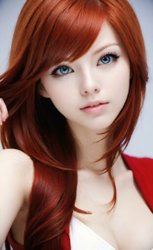 AI girl with red hair wallpaper