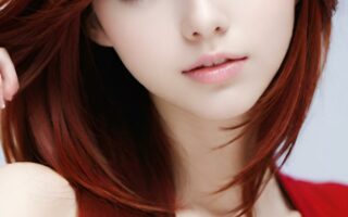 AI girl with red hair wallpaper