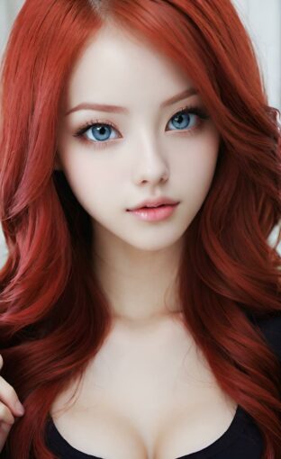 AI girl with red hair wallpaper