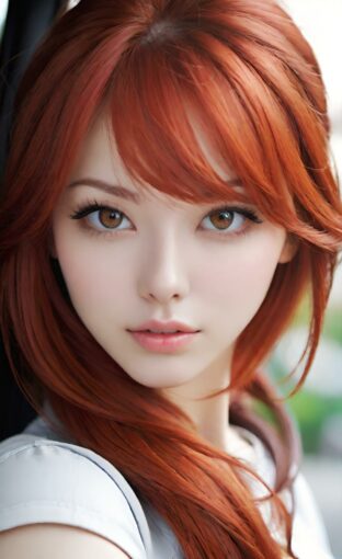 AI girl with red hair wallpaper