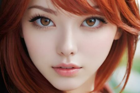 AI girl with red hair wallpaper