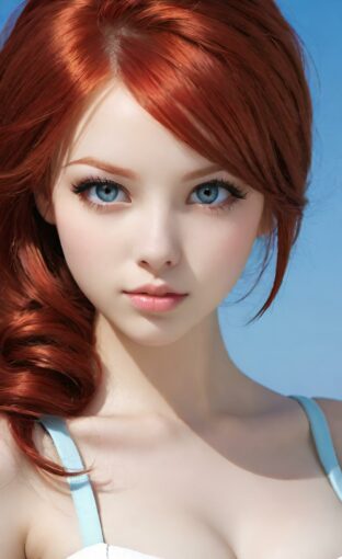 AI girl with red hair wallpaper