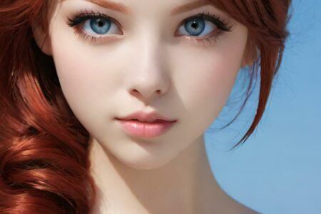 AI girl with red hair wallpaper