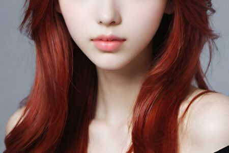 AI girl with red hair wallpaper