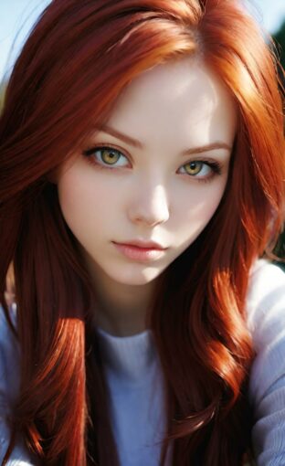 AI girl with red hair wallpaper