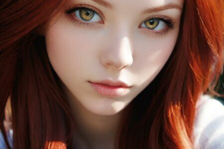 AI girl with red hair wallpaper