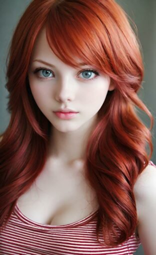 AI girl with red hair wallpaper