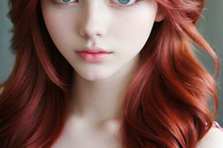AI girl with red hair wallpaper