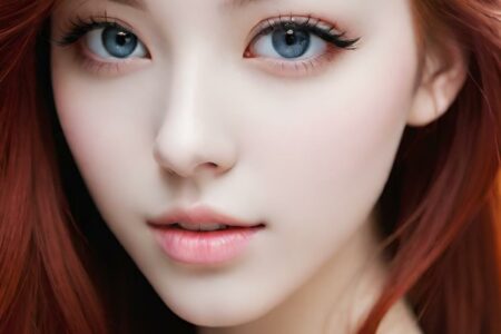 AI girl with red hair wallpaper
