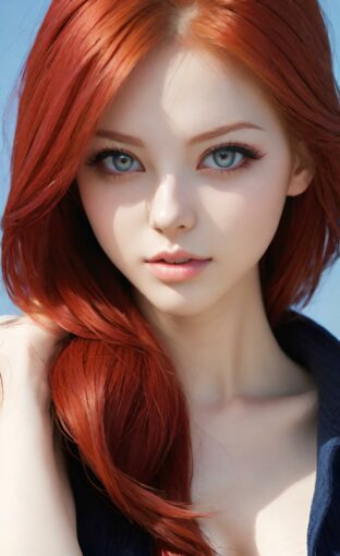 AI girl with red hair wallpaper